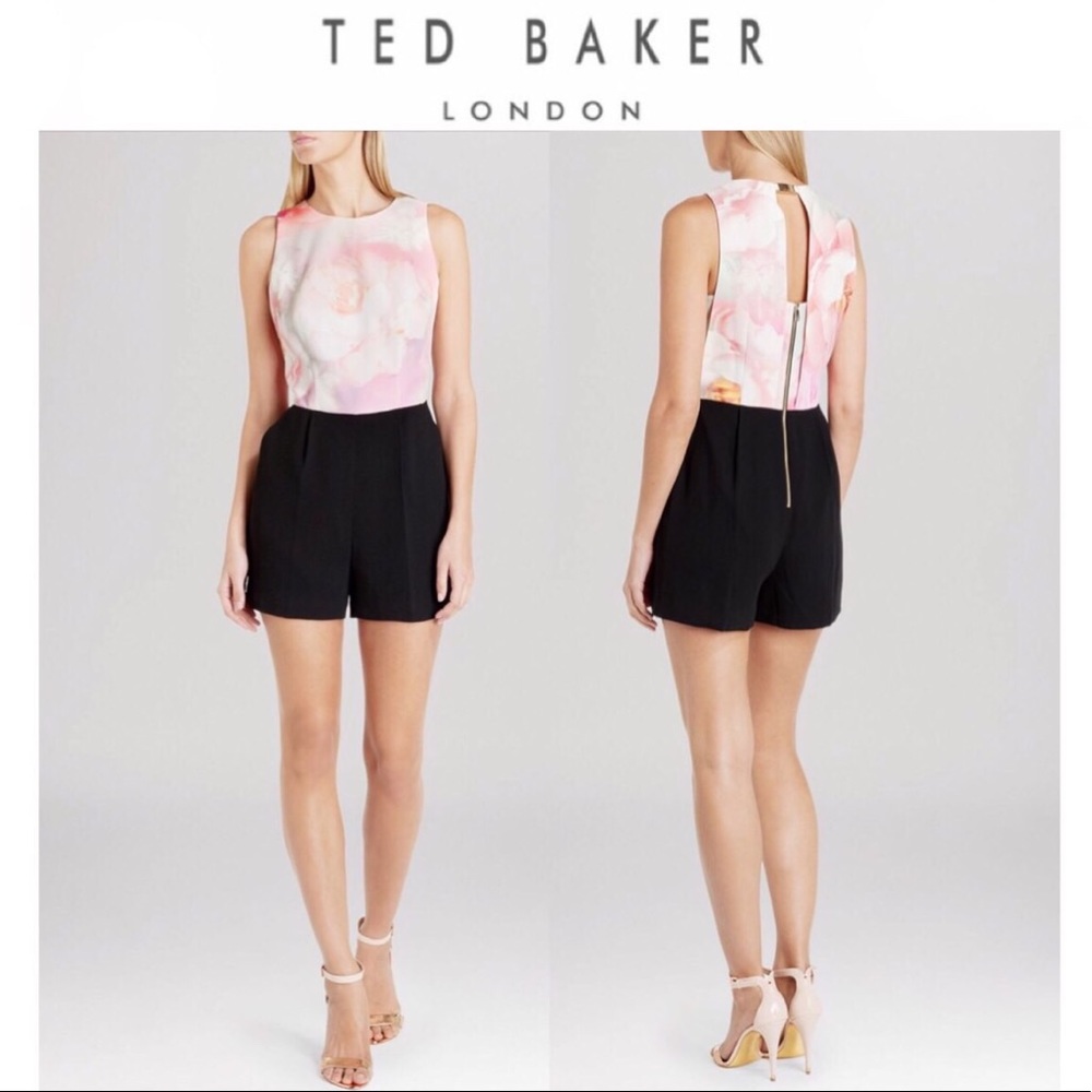 TED BAKER floral rose cinese playsuit romper NWT